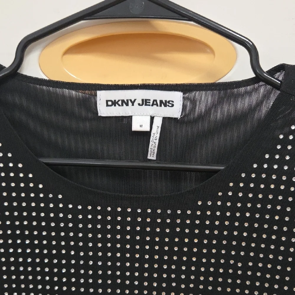 DKNY Black and Silver Long Sleeve Top Medium Sz New W Tag [1125] - Picture 2 of 4